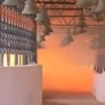 Dunagiri temple complex surrounded by forest fire